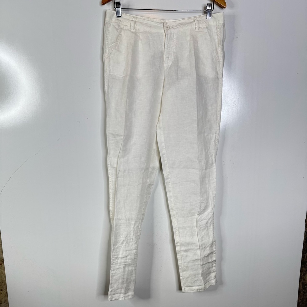Deha Womens Resort Wear White Linen Pants Size Medium‎